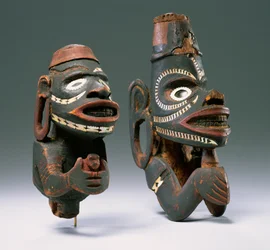 Canoe prow figureheads possibly from the Solomon Islands